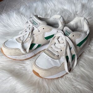 Reebok Kids Sneakers - White, Green, and Tan, size 2